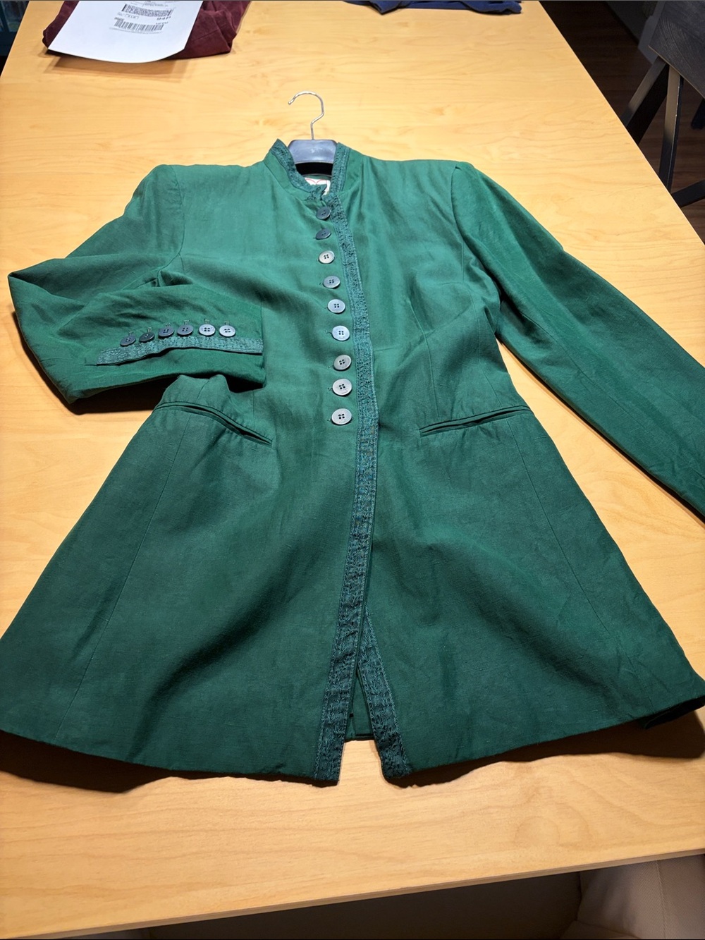 Mondi Emerald Green Button-Front Longline Blazer